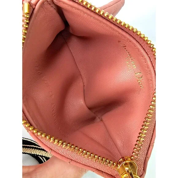 Christian Dior Cannage Caro Multifunctional Pouch Pink Leather Quilted Bag Small - Picture 9 of 12